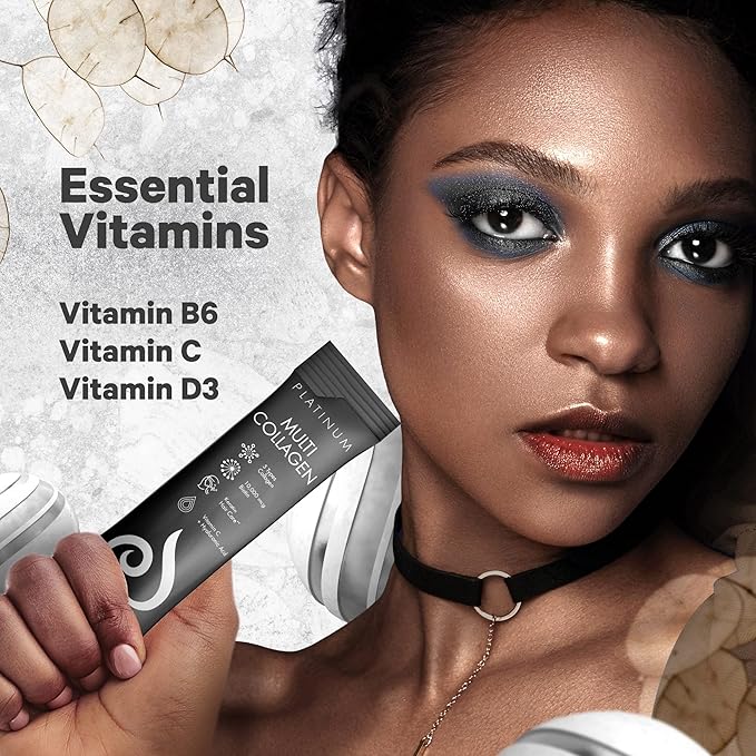 Codeage Multi Collagen and Biotin 10000 mcg + Vitamin C B6 &amp D3 Keratin Hyaluronic Acid Niacin 18 Amino Acids - Stick Packs Supplement - 5 Types Collagen Protein – 30 Powder Packets