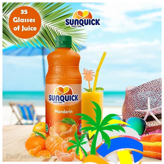 NEW! Sunquick Concentrate Mandarin Juice (700 ml Bottle) No Artificial Flavours Colours or Sweeteners Contains Vitamin A &amp C - MADE with Real Fruit - Natural Mandarin Flavourings