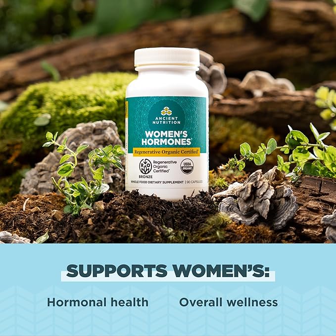 Ancient Nutrition Regenerative Organic Certified Women's Hormones Capsules Supports Women’s Hormone Health Healthy Digestion and Gut Microflora Gluten Free Paleo and Keto Friendly 90 Count