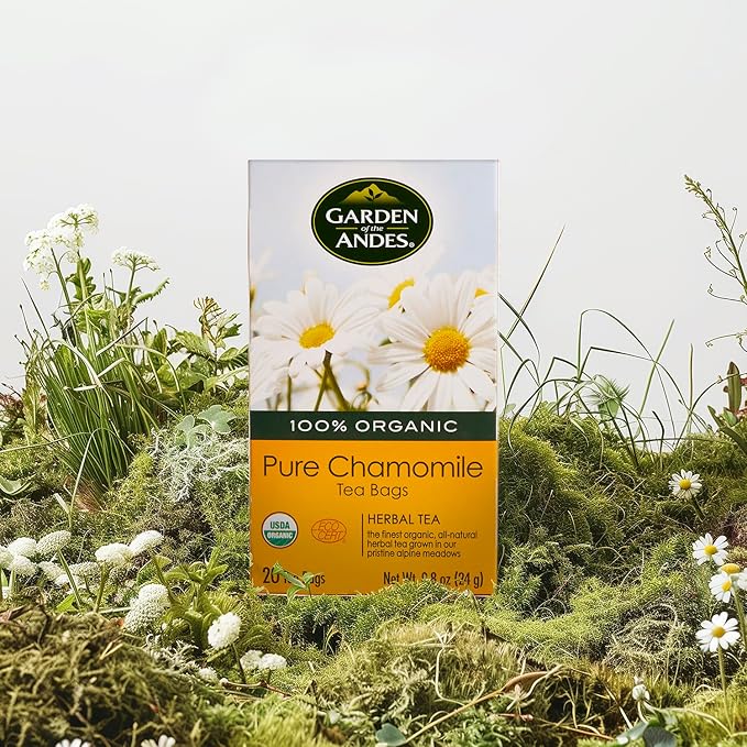 Garden of the Andes - Organic Chamomile Tea - 20 Tea Bags/Box Pack of 6 (120 Count) - Caffeine-Free Herbal Infusion from Handpicked Flowers - Supports Digestive Comfort and Promotes Relaxation