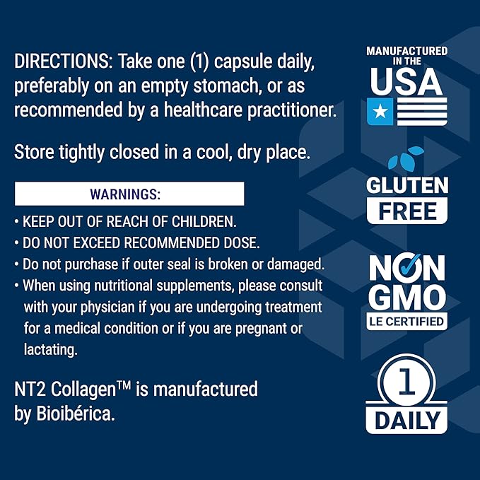 Life Extension NT2 Collagen™ Joint Health Supplement for Joint Comfort &amp Mobility Gluten-Free Non-GMO 1 Daily 60 Small Capsules