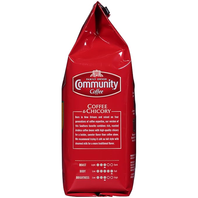 Community Coffee Coffee and Chicory Decaf Coffee Medium Dark Roast Ground Coffee 12 Ounce Bag (Pack of 6)