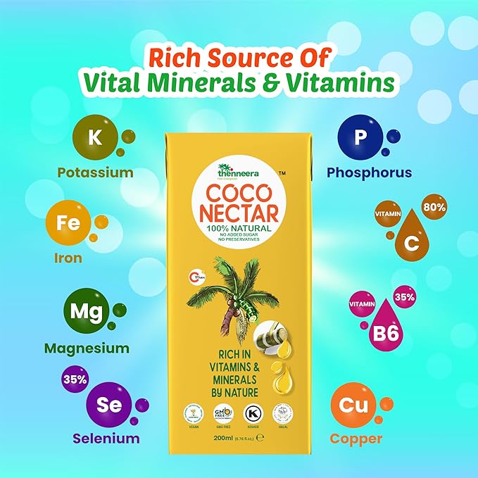 COCO (Coconut) NECTAR - 100% Natural &amp Pure | By Nature Gluten-Free Non-GMO and Vegan | Feel Energized | Kosher| Halal | Natural Wellness Beverage (12 Pack)