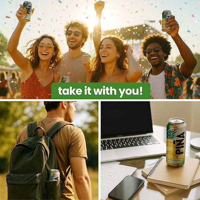 De Mi Pais Pineapple Juice with Pulp Premium Quality Canned Beverage Refreshing Piña Fruit Drink Organic Pineapple Juice Perfect for Groceries Size 16.57 Fl Oz 24-Pack