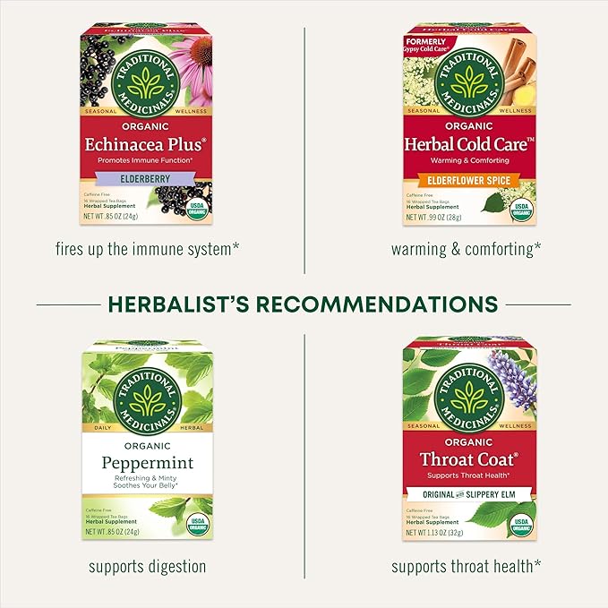 Traditional Medicinals Tea Organic Breathe Easy with Eucalyptus Mint Promotes Respiratory Health Kosher Non-GMO Caffeine-Free Compostable - 96 Tea Bags (Pack of 6