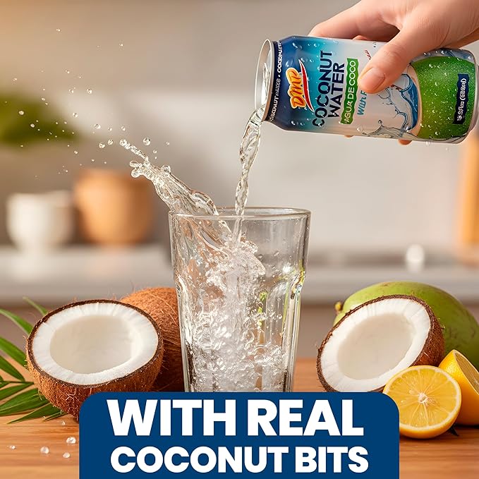 De Mi País Coconut Water with Pulp – Natural Coconut Beverage for Year-Round Hydration Rich in Potassium and Electrolytes No Added Sugars Shelf-Stable Cans – 16.57 oz | 12-Pack