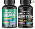 Shilajit Sea Moss Black Seed Oil Ashwagandha Capsules for Man Woman2 Bottle Combo with Turmeric Panax Ginseng Rhodiola19445mg Herbal FormulaEnergy &amp Immune Support 60 Capsules