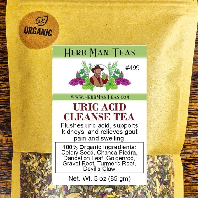 URIC ACID CLEANSE TEA – Kidney Cleansing &amp Joint Support – Organic Loose Leaf – by Master Herbalist Khabir | Celery Seed Chanca Piedra &amp Goldenrod