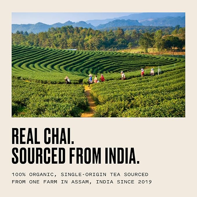 Kolkata Chai - Decaf Chai Tea Bag 45 Count Premium Assam Black Tea and Spices Compostable Tea Bags Vegan All Natural