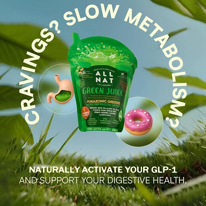 ALL NAT Super Greens Powder | Green Juice with 38 Superfoods 11 Organic Nutrients Amazonian Antioxidants | Gut Health Detox &amp Immunity | Vegan No Sugar – 30 Servings