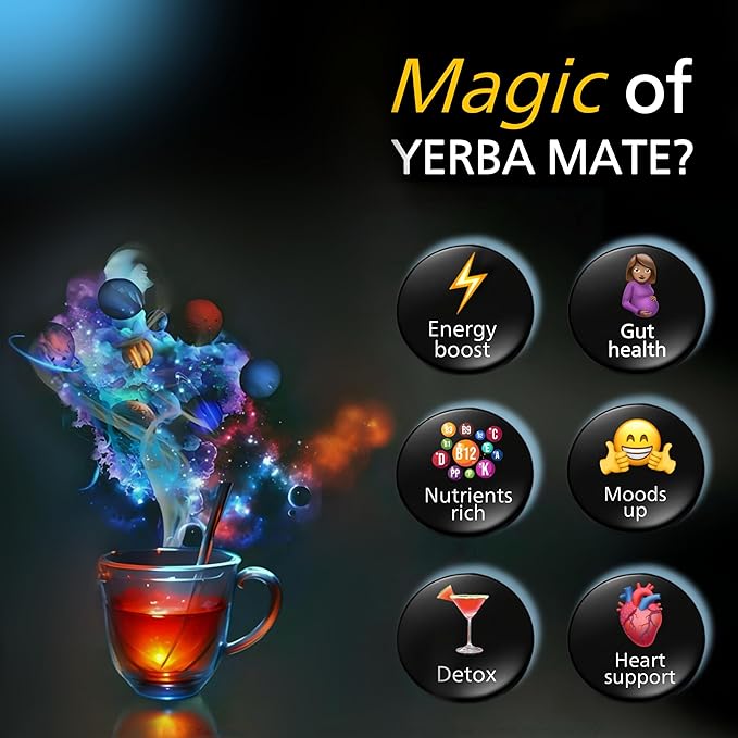 Premium Quality Yerba Mate Tea Powder – 100% Pure 10:1 Extract for Clean Energy Focus Metabolism &amp Heart Health. Antioxidant-rich Vegan Non-GMO Unroasted &amp Unflavored. 150g (60 servings)