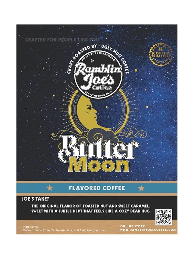 Ramblin' Joe's Coffee Flavored Blend Mix Roast | 2-12oz Ground Coffee packs (Buttermoon 2-12 oz)