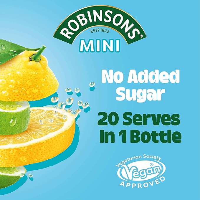 Robinsons Mini - No Added Sugar - Low Calorie - Lemon and Lime 66 ml (pack of 6)