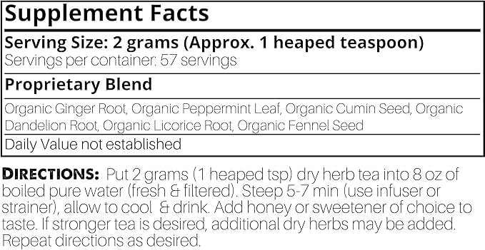 Stomach Soothing Tea - for Ache and Bloating* - Aids Digestion* Calm Gentle Blend of Peppermint Ginger Fennel &amp More