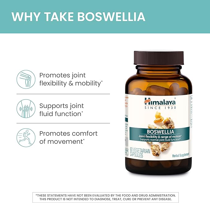 Himalaya Boswellia Joint Support for Mobility and Flexibility Promotes Tissue Preservation 250 mg 60 Capsules 1 Month Supply 2 Pack