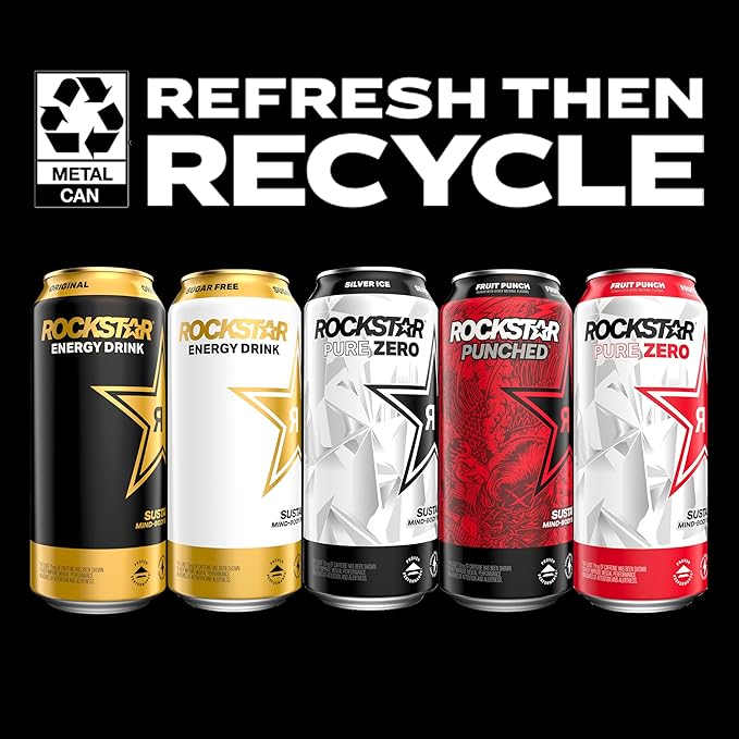 Rockstar Pure Zero Fruit Punch 16 Fl Oz Can