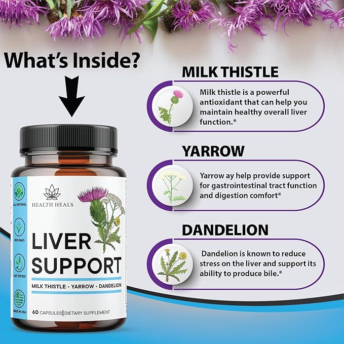 Liver Cleanse &amp Repair Formula - Herbal Liver Support Supplement with Milk Thistle Dandelion Root Turmeric Artichoke Extract for Liver Health - 180 Count