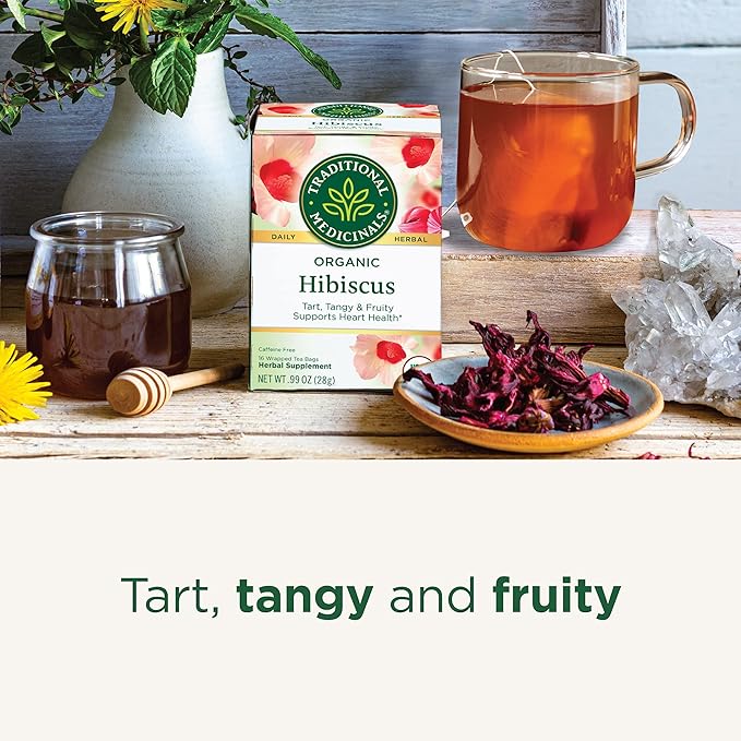 Traditional Medicinals - Organic Hibiscus Herbal Tea - Supports Heart Health - 96 Tea Bags Total (Pack of 12)