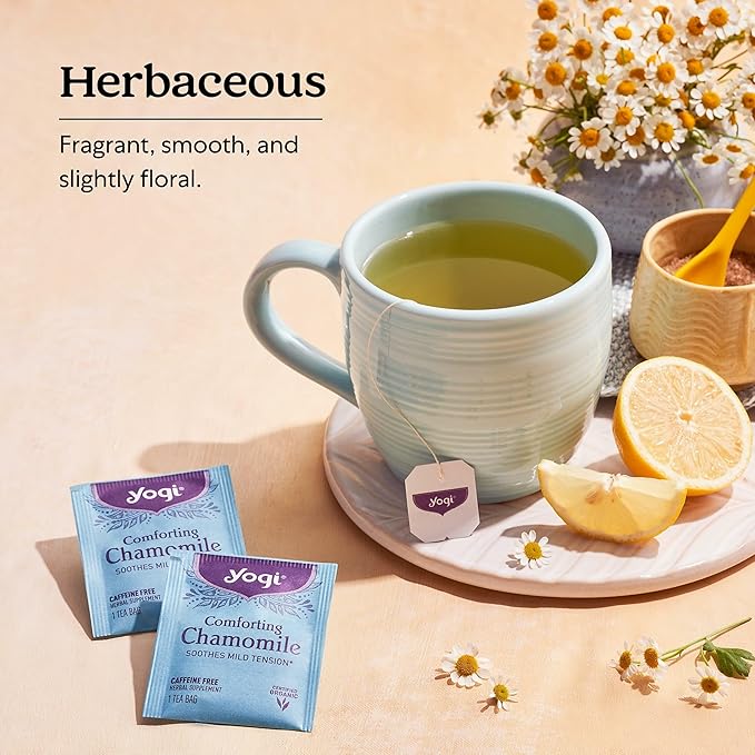 Yogi Tea Comforting Chamomile Tea - 16 Tea Bags per Pack (6 Packs) - Organic Chamomile Tea Bags - Supports a Good Night's Sleep &amp Occasional Stomach Discomfort - Made from Organic Chamomile Flower