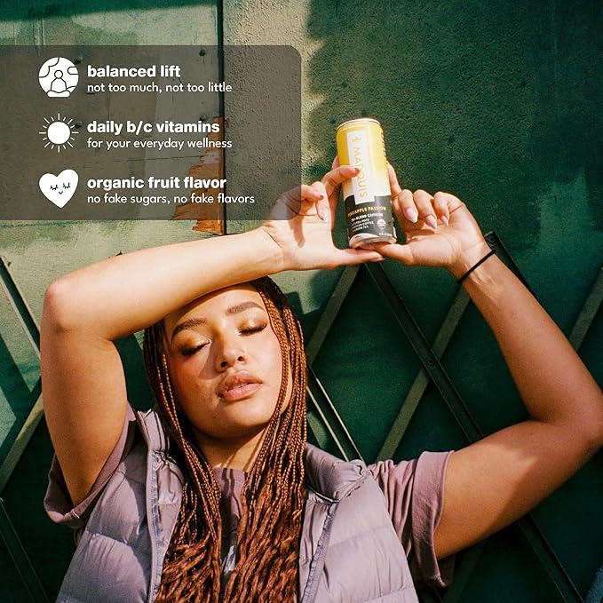 Marquis Natural Energy Drinks Sugar Free Zero Calories - 100mg Organic Plant Based Caffeine Yerba Mate Green Tea &amp Green Coffee - Vitamin C &amp Bs - Pineapple Passion Healthy Energy Drink - 12 P