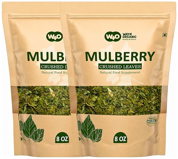 Mulberry Leaf Tea 8 Oz Dried Crushed Leaves Best Caffeine Free Tea - Way4Organic (8 Oz (2 Pack))