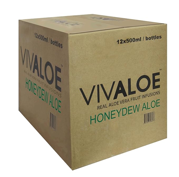 Vivaloe Honeydew Flavor Aloe Beverage All Natural Aloe Vera Juice 16.9 fl. oz./500 ml 12 Count