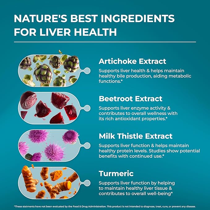 PUREHEALTH RESEARCH Liver Health – Liver Cleanse Detox &amp Repair with Artichoke Extract Milk Thistle Dandelion Root Turmeric Beet Root to Healthy Liver Renew with 11 Natural Nutrients 60 Capsu