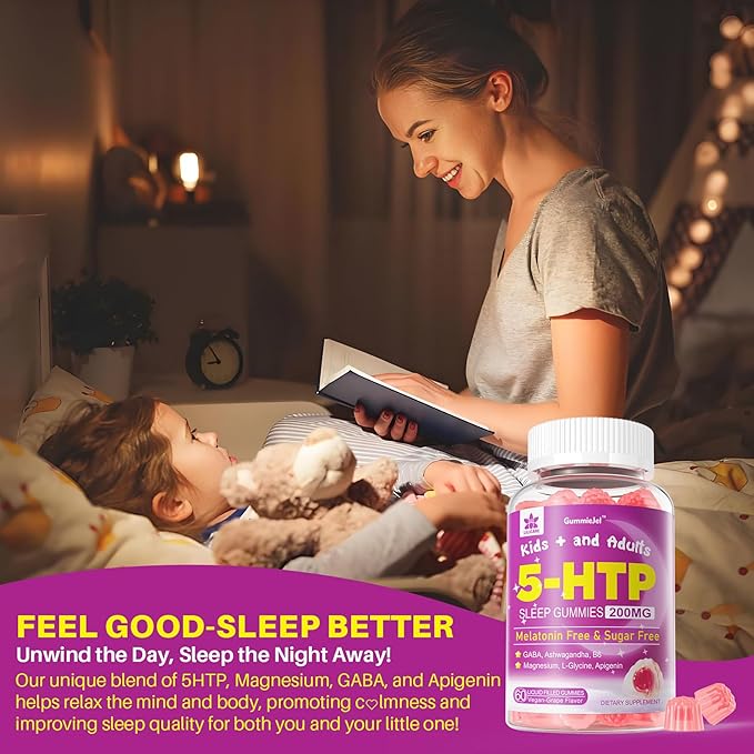 Bundle: 5HTP Gummies with Magnesium Glycinate - Melatonin Free Sleep Gummies for Adults &amp Kids 8+ &amp Inositol Gummies Ideal 40:1 Ratio Myo &amp D-Chiro Inositol Supplement