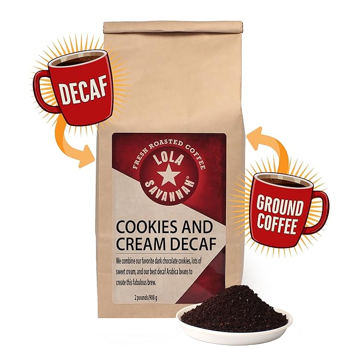 Lola Savannah Cookies and Cream Ground Decaf Coffee 2lb - Light Roast 100% Arabica