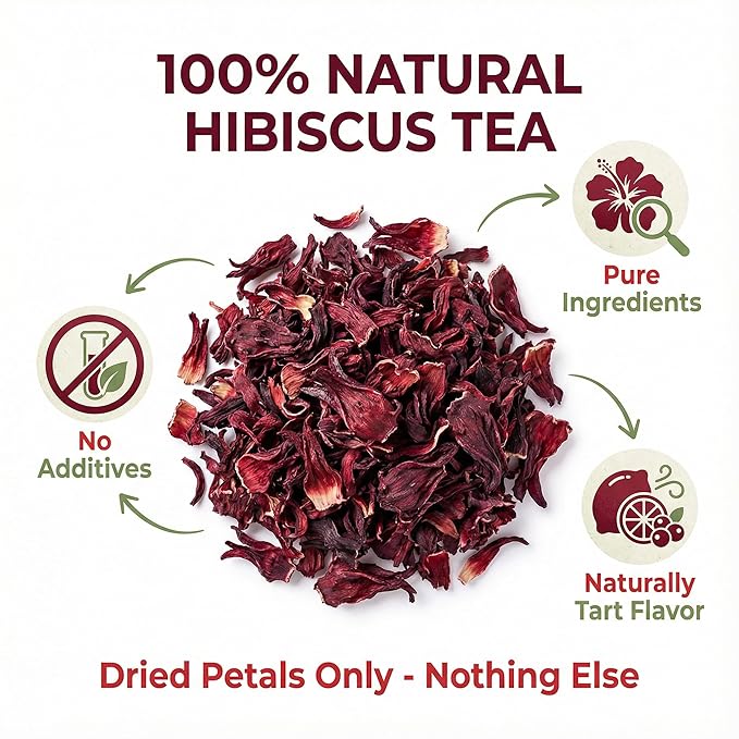 Hibiscus Tea Organic Hibiscus Tea Bags Antioxidant-Rich Rich in Anthocyanins &amp Vitamin C Naturally Caffeine-Free to Soothe the Mind Tart &amp Refreshing Flavor 20 Tea Bags
