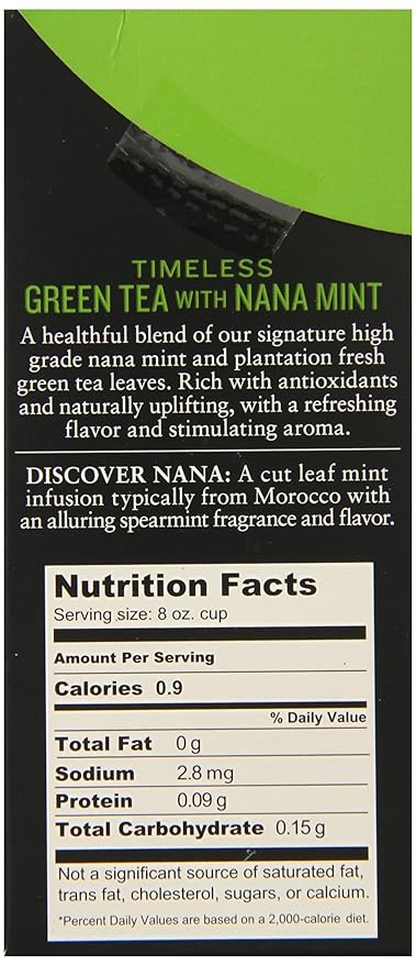 Wissotzky the Signature Collection Tea Timeless Green Tea with Nana Mint 16 Count (Pack of 6)