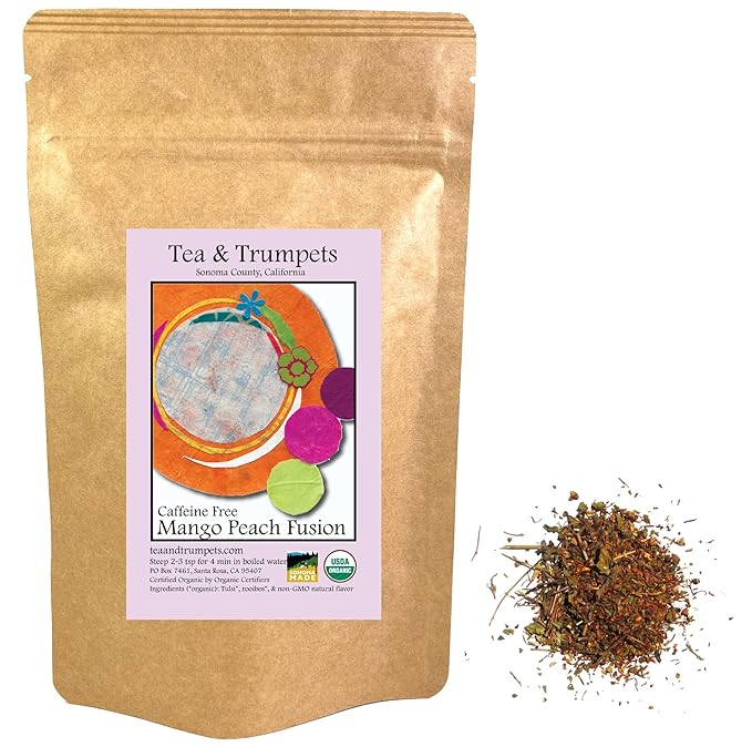 USDA Organic Mango Peach Fusion Loose Leaf Herbal Tea 1 LB (16 oz)