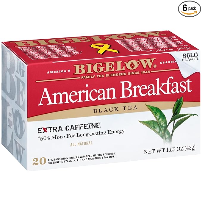 Bigelow Tea American Breakfast Black Tea Bags Caffeinated Tea 20 Count Box (Pack of 6) 120 Total Tea Bags Total