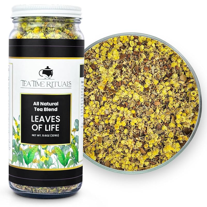 Leaves of Life - All Natural Loose Leaf Herbal Tea Blend (Life Everlasting Flowers Cinnamon Chips Peppermint Leaves Licorice Roots Fenugreek Seeds Mullein Leaves and more)