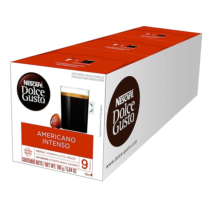 Nestle Coffee mate Dolce Gusto Nescafe Pods Americano Intenso 16 Count Pack of 3
