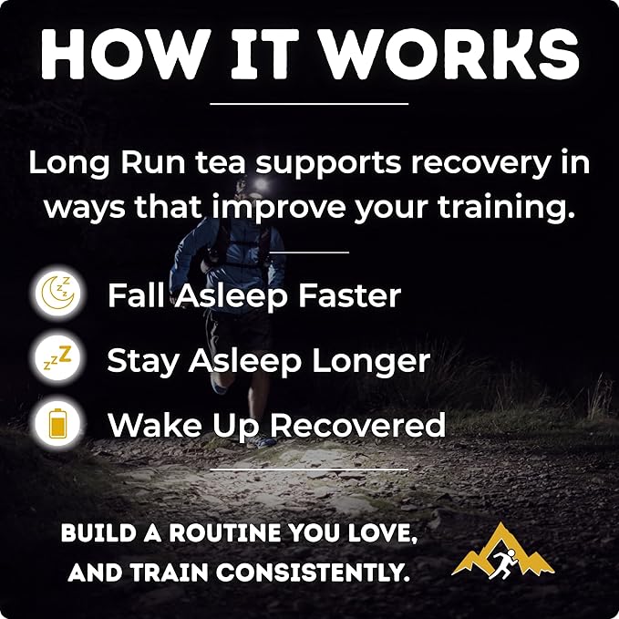 Rest &amp  Recover Sleep Tea by Long Run Co. – Caffeine‑Free Herbal Tea with Melatonin (25 Tea Bags) – All Natural Better Sleep &amp Recovery Wake Up Refreshed [6mg Melatonin Lemon Loaf Cake]