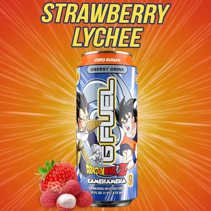 G Fuel Energy Drink Strawberry Lychee Sugar Free Beverage with 140mg Caffeine Daily Energy Boost with Focus Amino Vitamin + Antioxidants 16 oz Cans (Kamehameha 12-Pack)