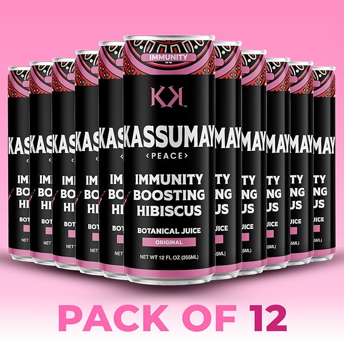 Kassumay Hibiscus Botanical Juice – Premium Plant-Based Wellness Beverage | Immune Support | Antioxidant-Rich | All-Natural | No Added Sugar| 12 Pack – 12 fl oz cans