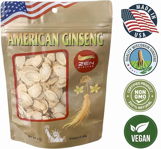 1 Bag of American Wisconsin Ginseng Slices - Panax Ginseng. Boosts Body Immunity Energy &amp Stamina for Man &amp Women