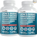 14-in-1 Lions Mane Supplement Capsules - Nootropic Brain Supplement with Ginkgo Biloba for Brain Support Memory and Focus - Alpha GPC L Theanine and Choline Supplements with 1300mg Per Serving - 2pk