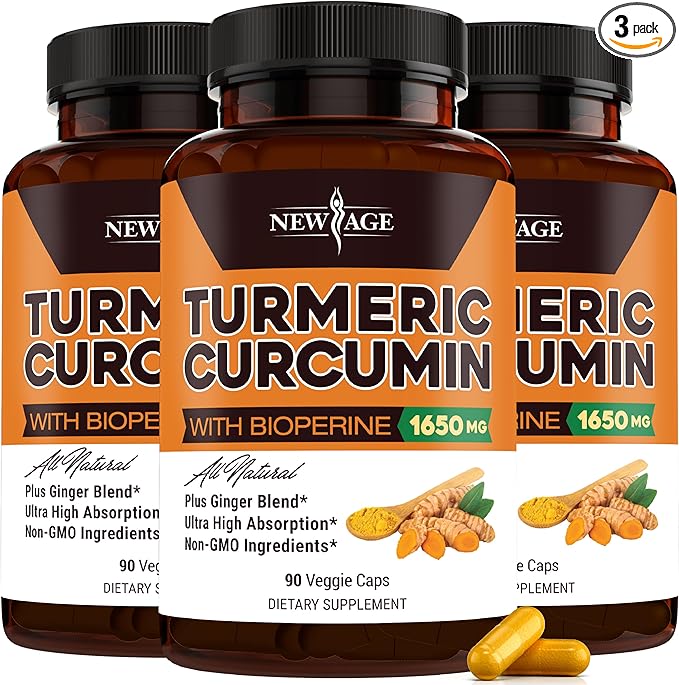 NEW AGE Turmeric Curcumin Capsules - Standardized Curcuminoids - Non-GMO Gluten Free -270 Count (Pack of 3)