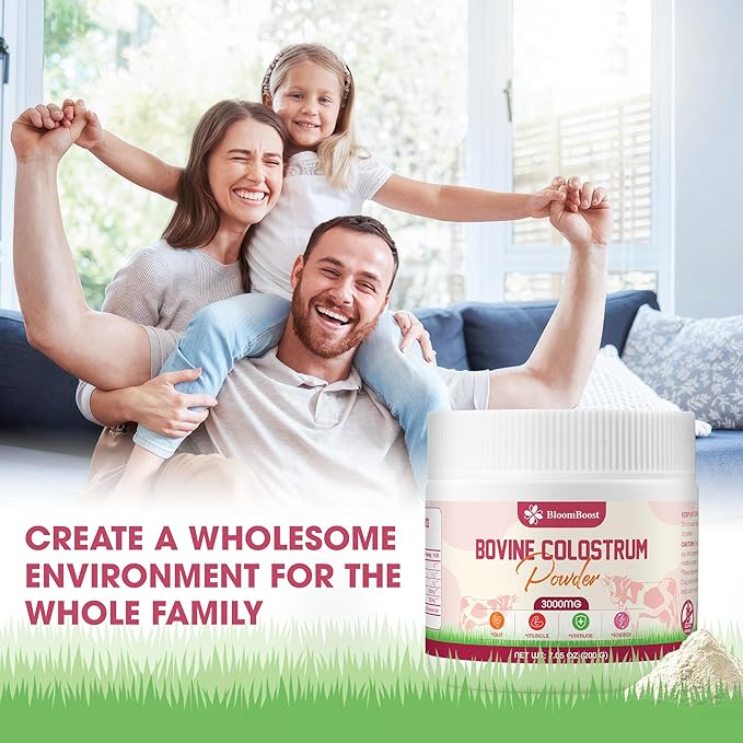 BloomBoost Bovine Colostrum Supplement 3000mg per Serving 200 Grams Gut Health Brain &amp Immune HealthMuscle Recovery &amp Wellness Grass-Fed Colostrum Powder Non-GMO All-Natural