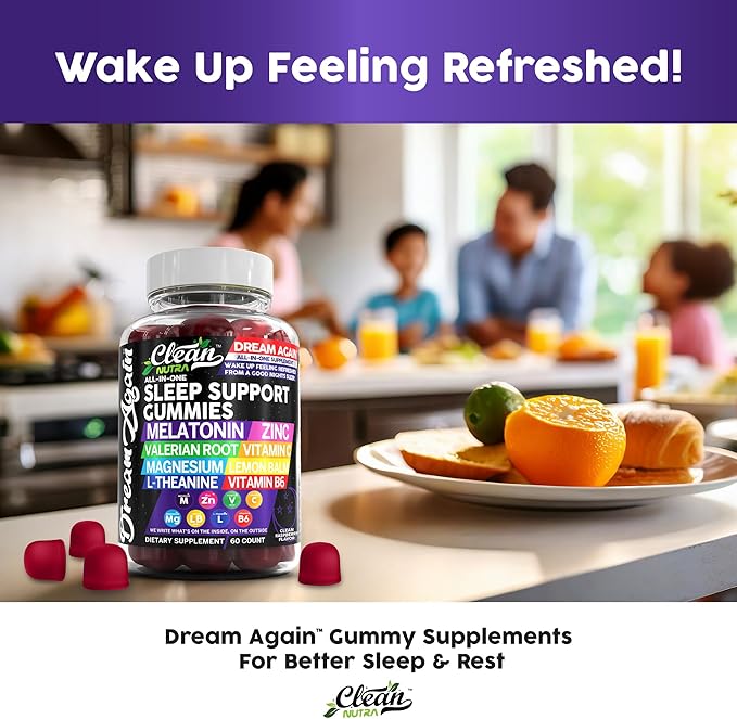 Clean Nutra Melatonin Gummies 10mg | Sleep Aid Valerian Root L-Theanine Vitamin B6 C Lemon Balm Magnesium Hibiscus Beta Carotene Saffron &amp Chamomile Rest Support Supplement Raspberry Flavor
