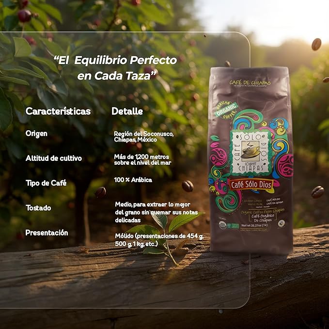 Café Solo Dios Organic Medium Roast Ground Coffee - 2.2 LB