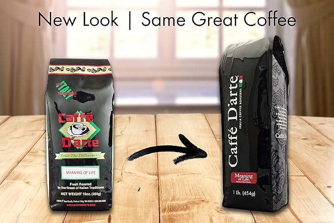 Caffe D'arte Gourmet Drip Decaf Whole Bean Coffee 16-Ounce Foil Bags (Pack of 2)