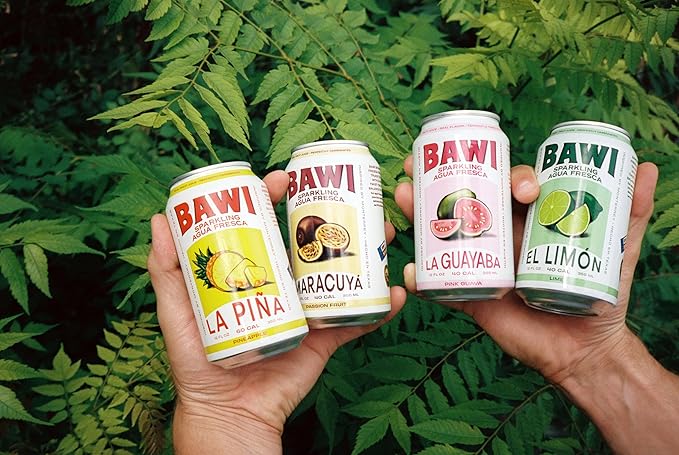 Bawi La Pina Sparkling Agua Fresca 12 Pack - Pineapple Flavored Water Plant-Based Low Calorie Less Sugar Culturally-Rooted Mexican Drink Made in USA Better-For-You Soda Authentic Mexican Drin