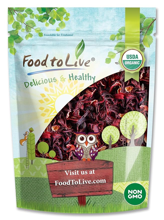 Food to Live Organic Hibiscus Flowers 12 Ounces – Whole Petals. Great for Herbal Tea. Non-GMO. Caffeine-free. Good Source of Vitamin C. Bulk. Kosher