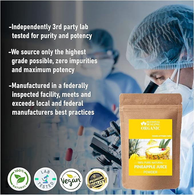 Blessfull Healing Organic Pineapple Juice Powder 100% Pure Natural 100 Gram / 3.52 oz
