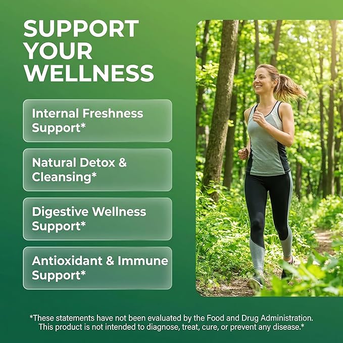 Clean Nutra Chlorophyll Capsules Supplement Internal Deodorant Peppermint Sea Moss Parsley Chlorella Spirulina Slippery Elm Ashwagandha PhytoFresh Greens Detox Pills