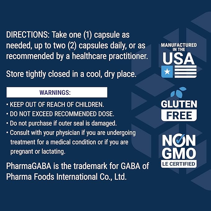 Life Extension GABA Stress Support GABA Supplement Mood Support Sleep Relaxation Gluten-Free Non-GMO Vegetarian 60 Capsules